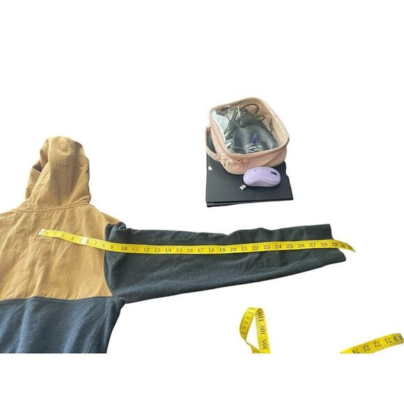 Dravus Mens Gray Brown Colorblock Long Sleeve Henley Pullover Hoodie Size Medium - Picture 6 of 10